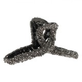 Clamă Păr, Model Buclă, Strass Gri, Negru, 11cm, Oem