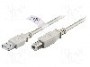 Cablu USB A mufa, USB B mufa, USB 2.0, lungime 2m, gri, Goobay - 50831
