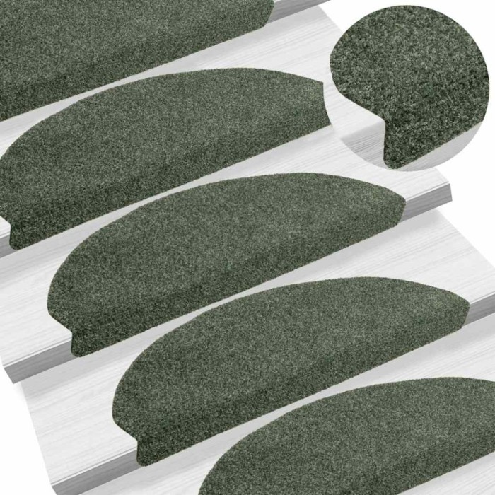 vidaXL Covorașe autoadezive pentru scări, 5 buc., 65x21x4 cm, verde, semirotunde, mari