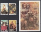 Redonda 1980 - Crăciun - Pictur de Rembrandt, Da Vinci, D&uuml;rer, s.a., Serie + Colita, MNH