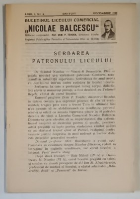 BULETINUL LICEULUI COMERCIAL NICOLAE BALCESCU , ANUL I , NUMARUL 8 , DECEMBRIE , 1940 foto
