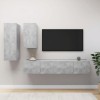 Gossi set de dulapuri tv, 4 piese, gri beton, lemn prelucrat