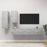 VidaXL Set de dulapuri TV, 4 piese, gri beton, lemn prelucrat
