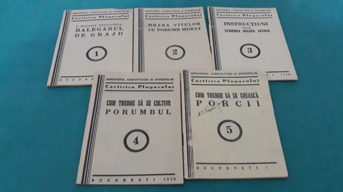 LOT 5 CĂRTICICA PLUGARULUI: CUM TREBUE SĂ SE CREASCĂ PORCII, HRANA /1938 *35