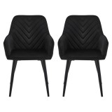 Set 2 scaune tip fotoliu bucatarie/living, Artool, Nana, catifea neagra, picioare metal negru, 54x61x83.5 cm