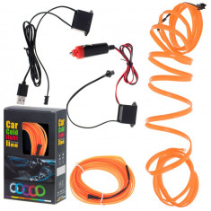 Kit banda LED auto, lumina ambientala 5M 12V / USB portocaliu