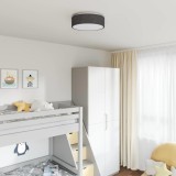 Lustră cu abajur model stea, negru, &Oslash; 38 cm, țesătură, E27
