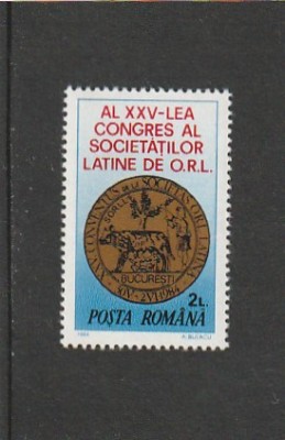 1984 LP 1102 AL XXV-LEA CONGRES AL SOCIETATILOR LATINE DE O.R.L. MNH NESTAMP foto
