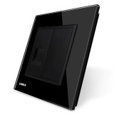 Priza internet simpla Livolo VL-C791C-12, incastrat, rama din sticla inclusa, negru