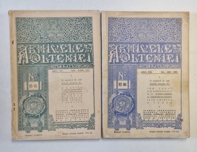 ARHIVELE OLTENIEI , VOLUMELE I - II , ANII XV - XVI , NUMERELE 89-91 / 92-94 , IANUARIE - DECEMBRIE , 1937 foto