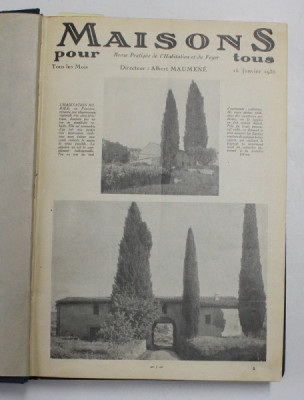 MAISONS POUR TOUS - REVUE PRATIQUE DE L &amp;#039;HABITATION ET DU FOYER , COLEGAT DE 12 NUMERE CONSECUTIVE , AN COMPLET , 1936 foto