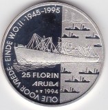 Aruba 25 Florin Beatrix Oil For Peace 1994 Comemorativa