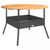 Cumpara ieftin Masa gradina, blat din lemn acacia, negru, &Oslash;110x71 cm poliratan