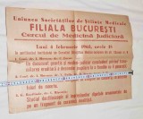 Afis anul 1963 Cercul de Medicina Judiciara Uniunea Societ de stiinte medicale