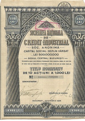 ***Acțiune - SOCIETATEA NATIONALA DE CREDIT INDUSTRIAL*** foto