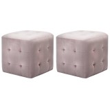 Cumpara ieftin Noptiere, 2 buc., roz, 30 x 30 x 30 cm, tesatura din catifea