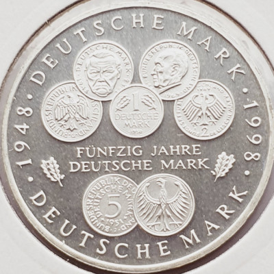 533 Germania 10 mark 1998 Deutsche Mark - F - km 195 UNC argint foto