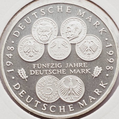 533 Germania 10 mark 1998 Deutsche Mark - F - km 195 UNC argint foto