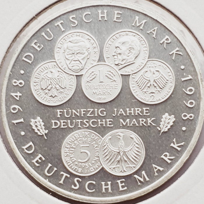 533 Germania 10 mark 1998 Deutsche Mark - F - km 195 UNC argint