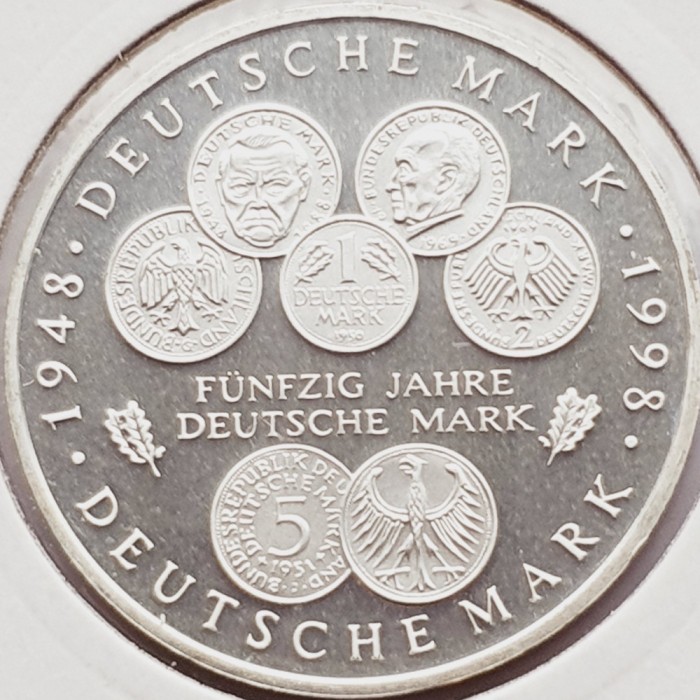 533 Germania 10 mark 1998 Deutsche Mark - F - km 195 UNC argint