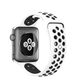 Cumpara ieftin Curea sport alba tip Nike Pure Platinum cu orificii de ventilatie negre pentru Apple Watch Nike 42/44/45 mm, marimea M/L, seriile 1,2,3,4,5,6,7,8