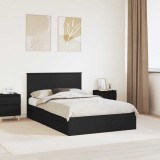 Cumpara ieftin Pat cu storage cu headboard Negru 135 x 190 cm Lemn compozit