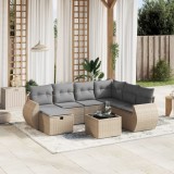 vidaXL Set canapele de grădină, 8 piese, cu perne, bej, poliratan
