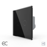 Cumpara ieftin Intrerupator dublu smart cap scara/cruce Livolo, touch, sticla, ZigBee, negru