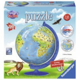 Puzzle 3d copii - globul lumii 180 piese, Ravensburger