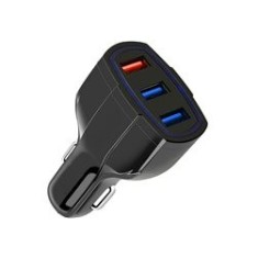 &Icirc;ncărcător auto, 3x USB, plastic, negru