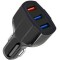 &Icirc;ncărcător auto, 3x USB, plastic, negru