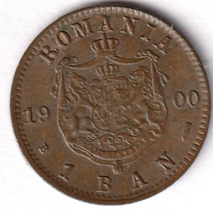 * Moneda 1 ban 1900 dubla batere &amp;quot;R&amp;quot; intrerupt 1616 foto