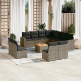 Gossi set canapea de gradina cu perne, 12 piese, gri, poliratan