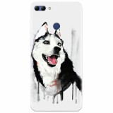 Husa silicon pentru Huawei Y9 2018, Husky Dog Watercolor Illustration
