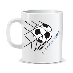 Cana alba personalizata cu mesaj amuzant, 1-0 pentru orgoliu, 330ml, ceramica, INOVATIX&reg;. 330 ml