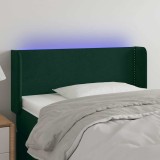 vidaXL Tăblie de pat cu LED, verde &icirc;nchis, 83x16x78/88 cm, catifea 3123129