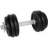 Gantera 15kg DHS Fitness, Set 6 Discuri Otel, Bara 35cm, Negru/Argintiu, Ultimate FactoryBikes, Fitness, Greutati, Antrenament Acasa/Sala