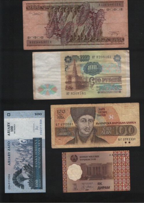 Set 5 bancnote de prin lume adunate (cele din imagini) #161