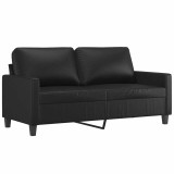Cumpara ieftin Canapea cu 2 locuri, negru, 140 cm, piele ecologica