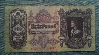 100 Pengo 1930 Ungaria / Matei Corvin / seria 029516 foto