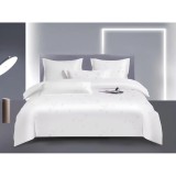 Cumpara ieftin Lenjerie de Pat, Jacquard Satinat cu Elastic, pentru Pat Dublu, 6 Piese, Alb - ION85