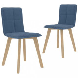 Scaune de bucătărie, 2 buc., albastru, material textil, Set scaune, 2 scaune