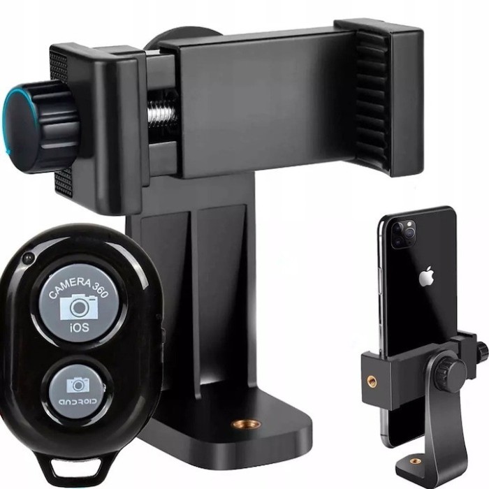 Suport telefon 360 cu menghina,2x filet universal 1 4, prindere universala si telecomanda bluetooth
