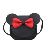 Geanta mini de umar, TAIKESEN, forma Mickey Mouse, neagra cu fundita rosie