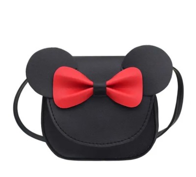 Geanta mini de umar, TAIKESEN, forma Mickey Mouse, neagra cu fundita rosie foto
