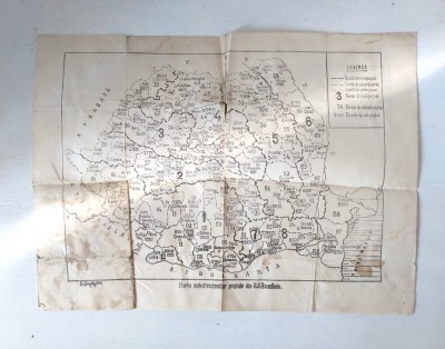 Harta subdiviziunilor postale din R.S. Romania, numerele de cod, 1973 foto
