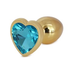 Dop Anal Hearty Buttplug, Medium, Auriu/Albastru Deschis, Passion Labs