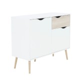 Cumpara ieftin Comoda, 2 usi, 1 sertar, din pal stejar sonoma alb, Oslo, 98x39x81 cm