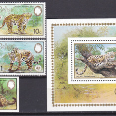 DB1 Fauna Jaguar 1983 Belize WWF 4v + 1 ndt. + SS MNH