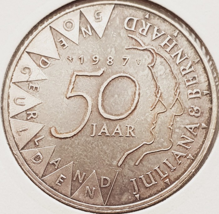 1933 Olanda 50 Gulden 1987 Beatrix (Golden Wedding) km 209 argint